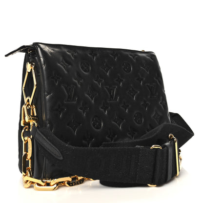 Louis Vuitton Lambskin Embossed Monogram Coussin PM Black 3 of 10