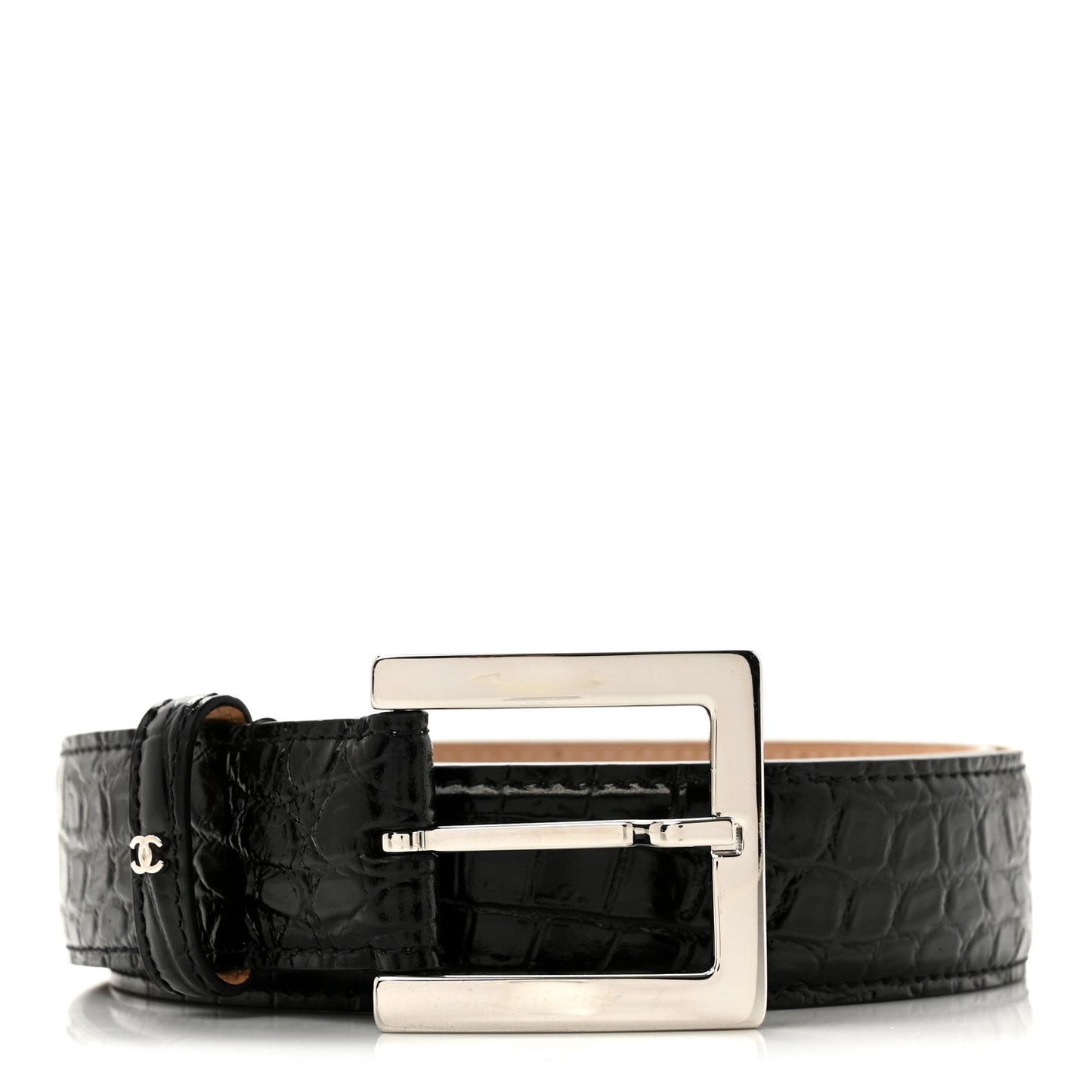 Calfskin Crocodile Embossed Belt 75 30 Black