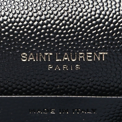 Saint Laurent Grain De Poudre Matelasse Chevron Monogram Monochrome Envelope Chain Wallet Black 7 of 11