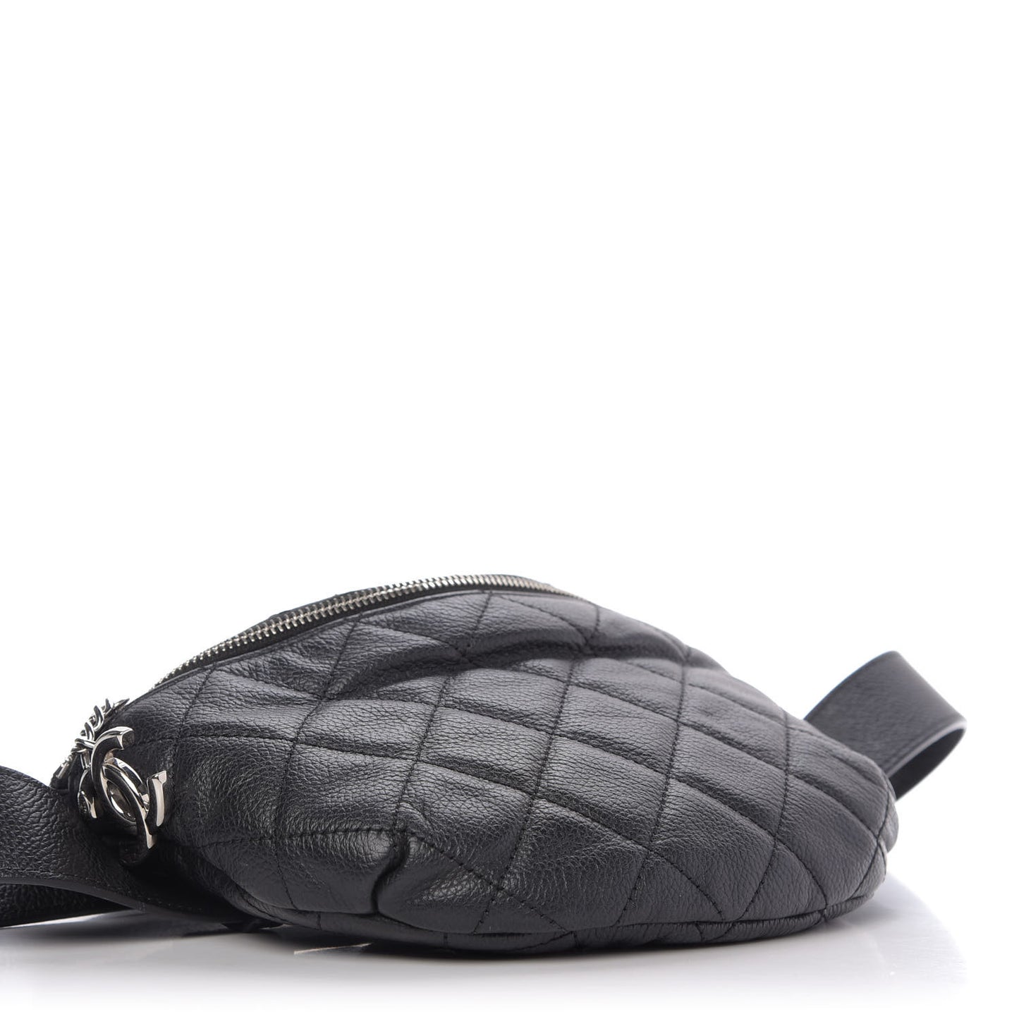 Grained Calfskin Quilted Waist Belt Bag Black