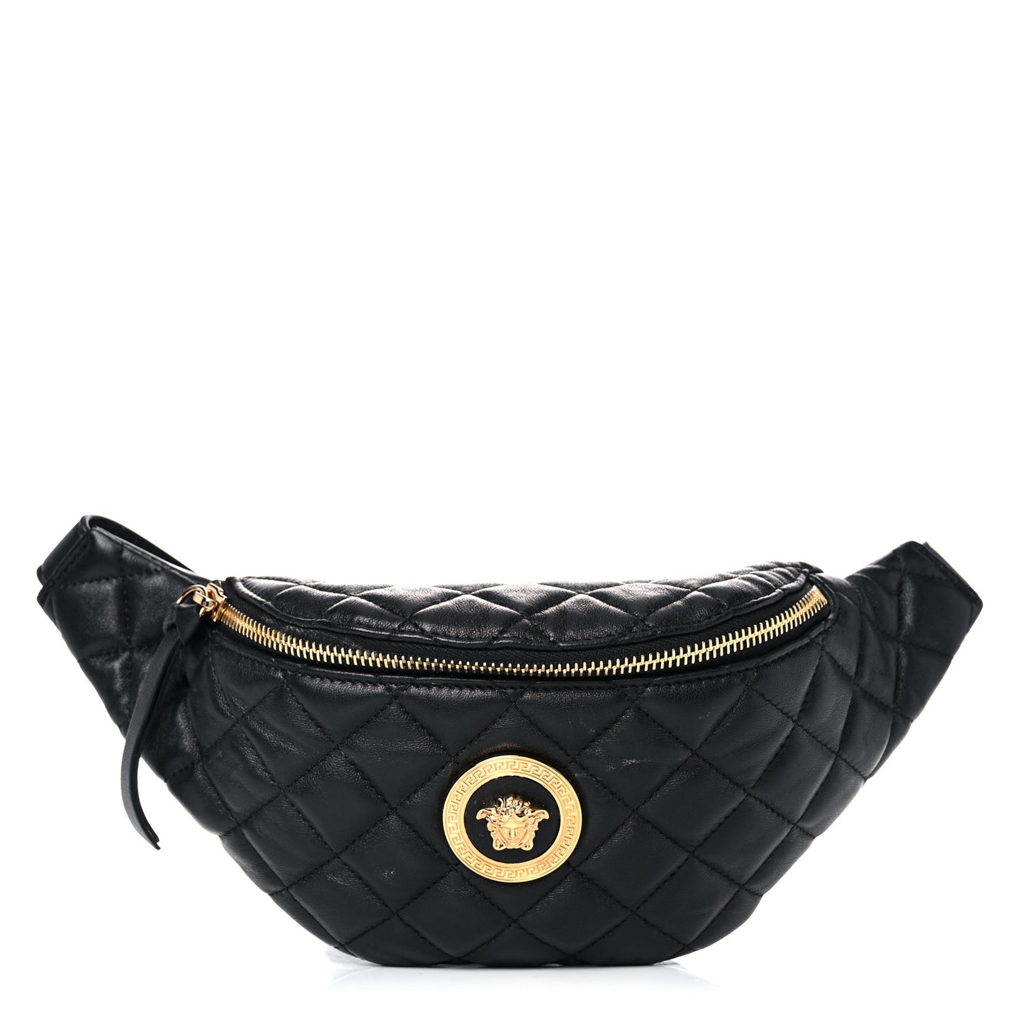 Nappa Quilted Medusa Belt Bag Black