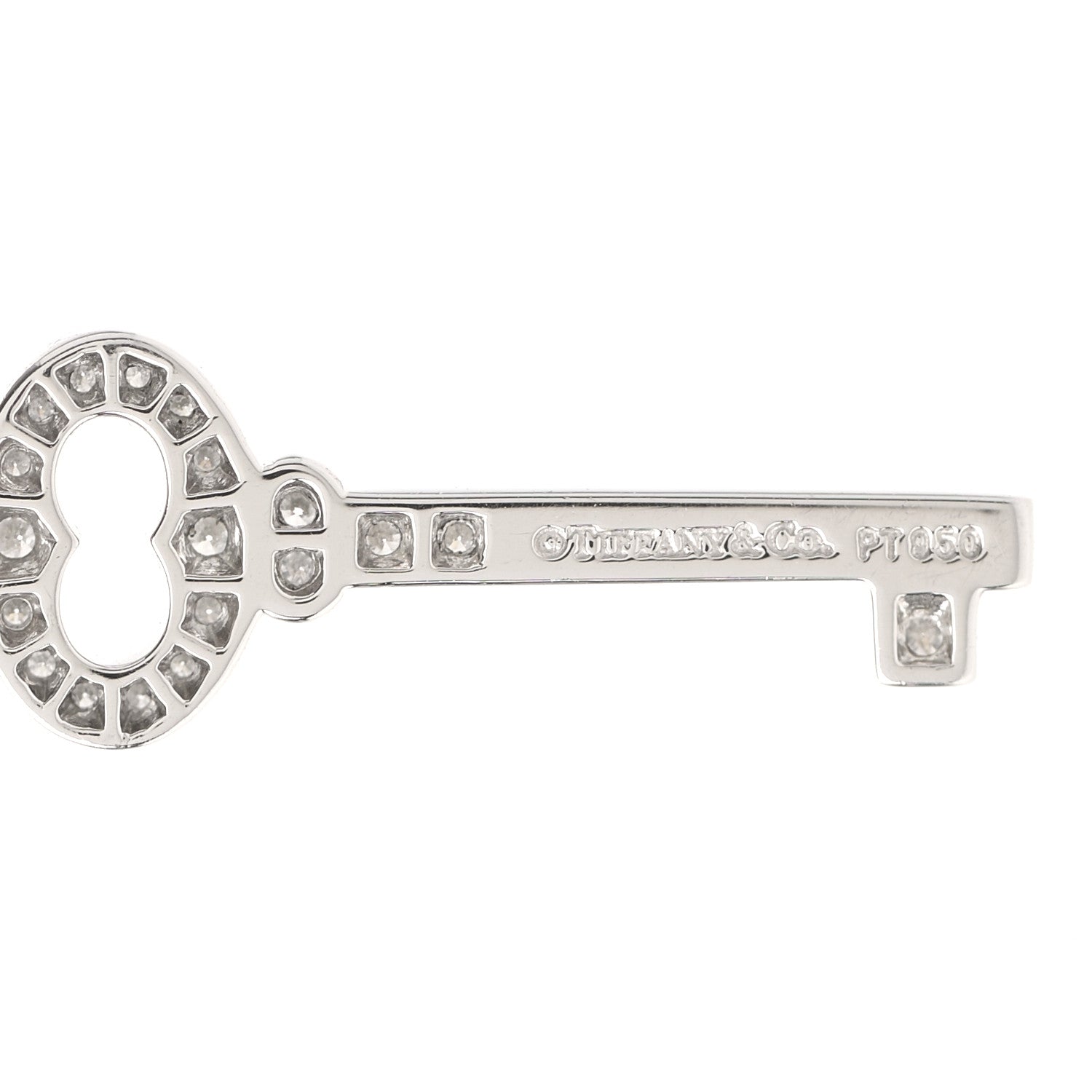 Tiffany Platinum Diamond Mini Vintage Oval Key Pendant Necklace 6 of 7