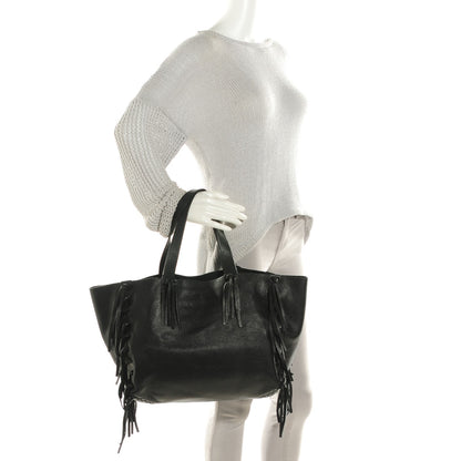 Valentino Garavani Grained Calfskin C-Rockee Fringe Tote Black 2 of 8
