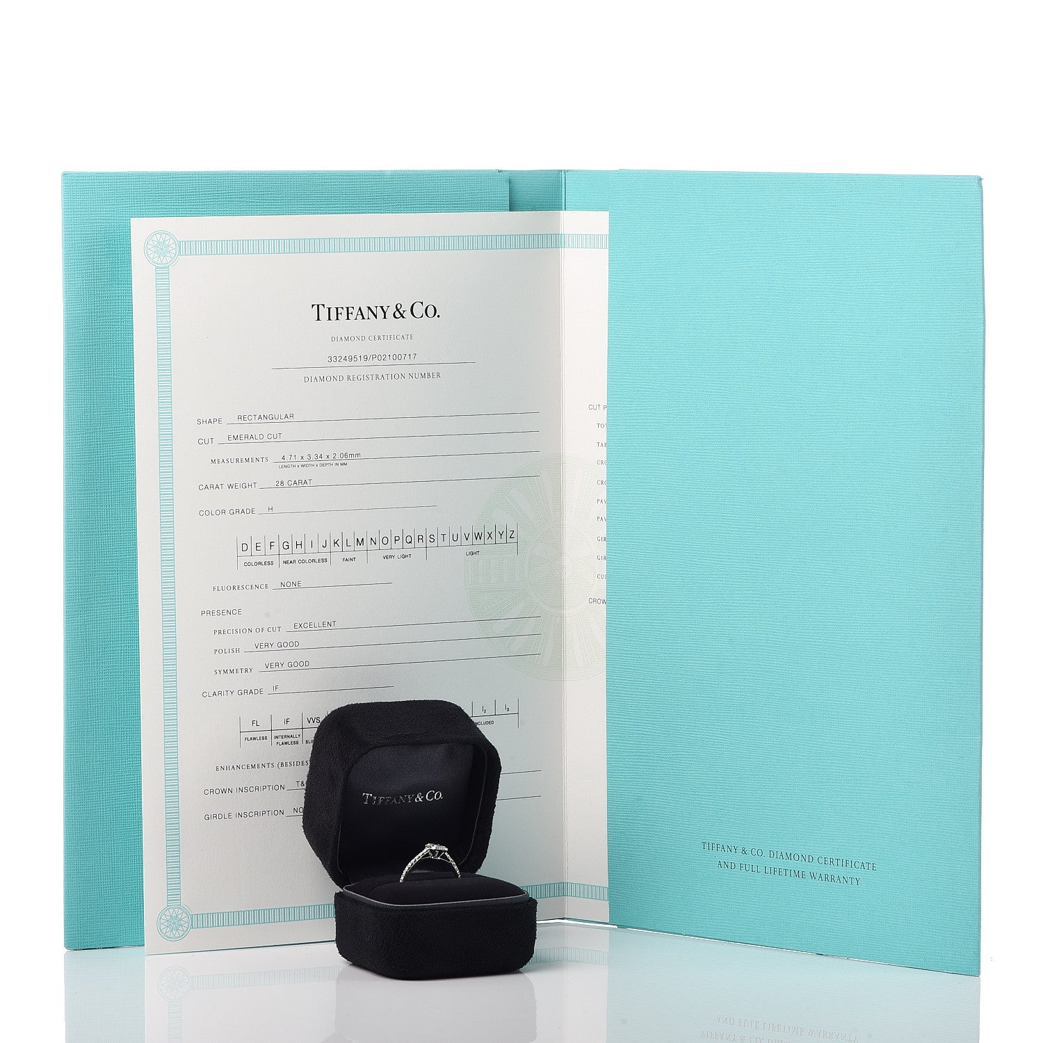 Tiffany Platinum Diamond .28ct Soleste Emerald Cut Engagement Ring 50 5.5 8 of 8