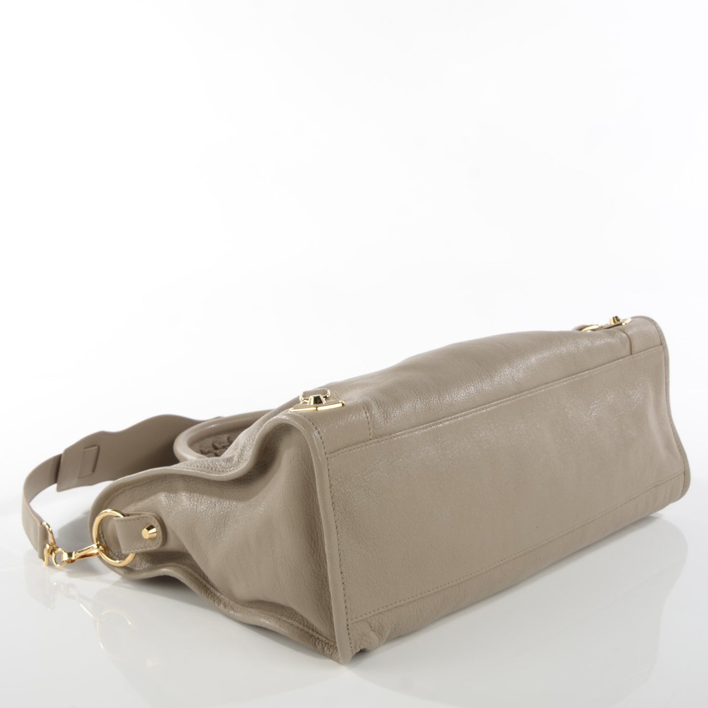 Chevre Gold Metallic Edge Hardware City Gris Taupe