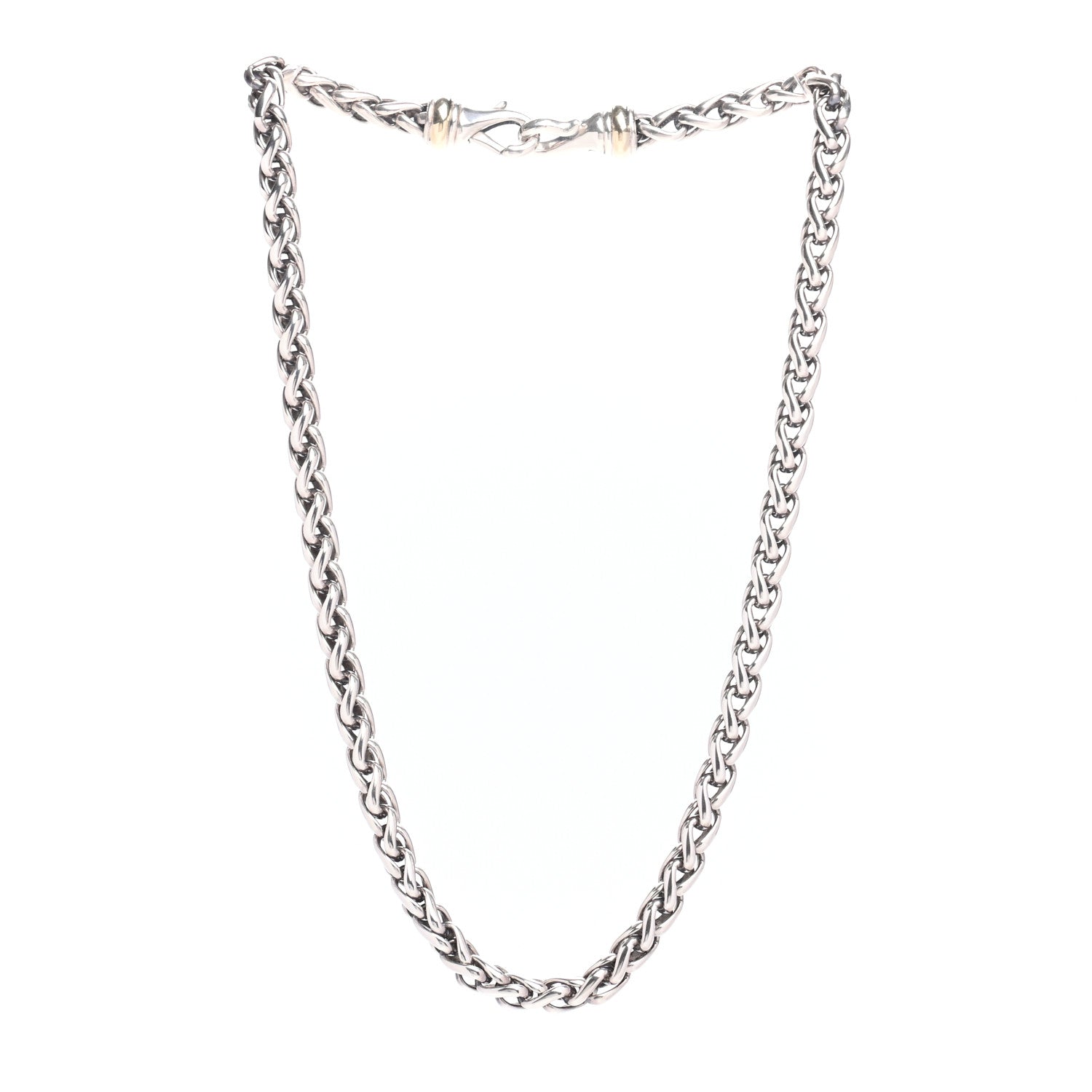 David Yurman Sterling Silver 14K Yellow Gold 6mm Wheat Chain Necklace 3 of 4