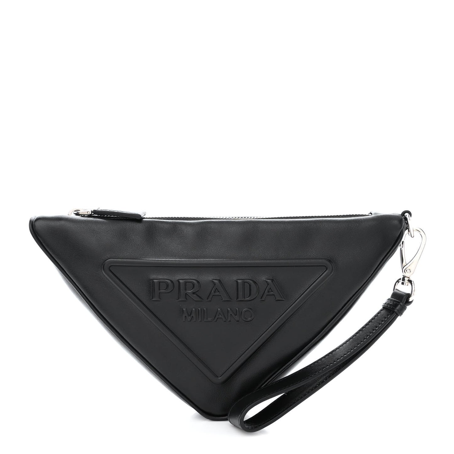 Grace Lux Triangle Logo Embossed Triangle Wristlet Pouch Black