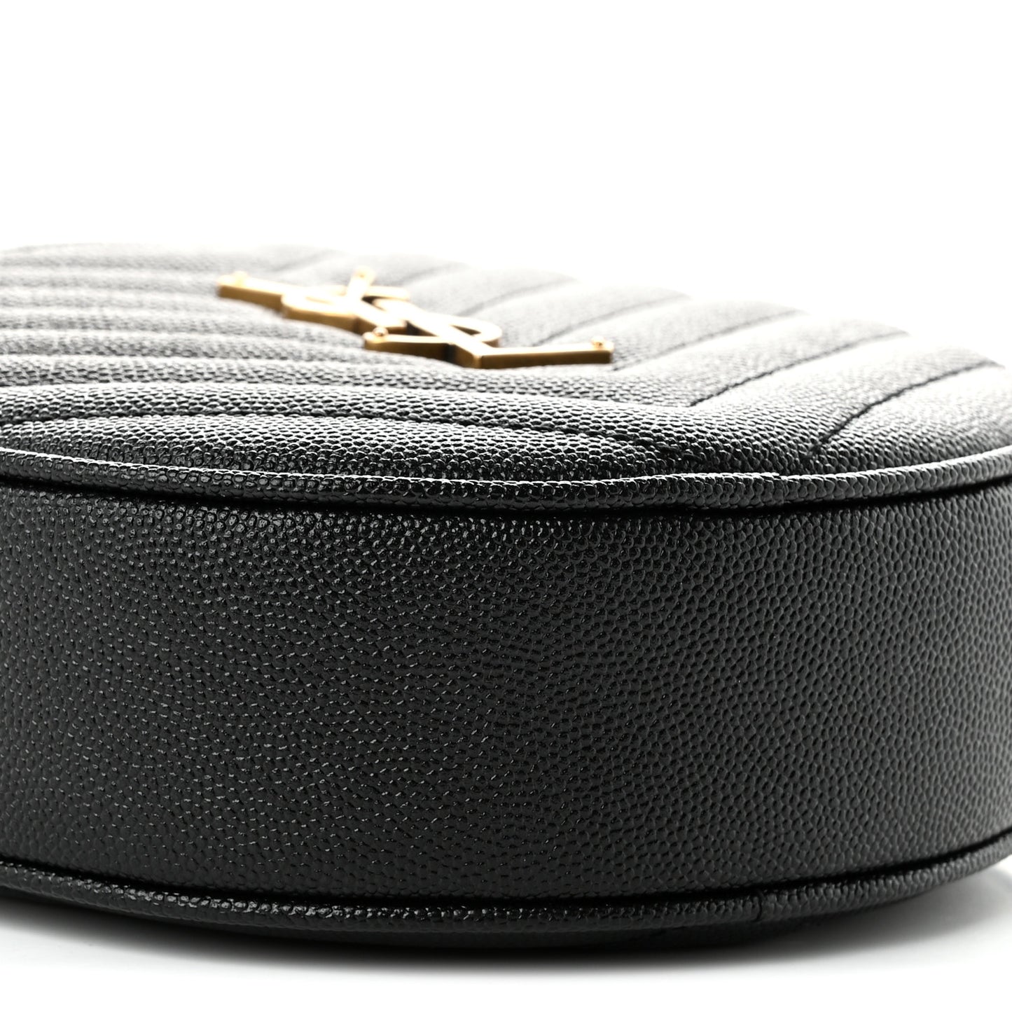 Grain De Poudre Matelasse Chevron Quilted Round Vinyle Camera Bag Black