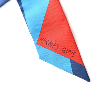 Hermes Silk Sea Surf and Fun Twilly Marine Rose Rouge 4 of 5