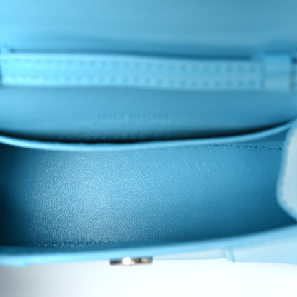 Balenciaga Shiny Box Calfskin Tonal B Hourglass Top Handle Bag Mini Azur 5 of 10
