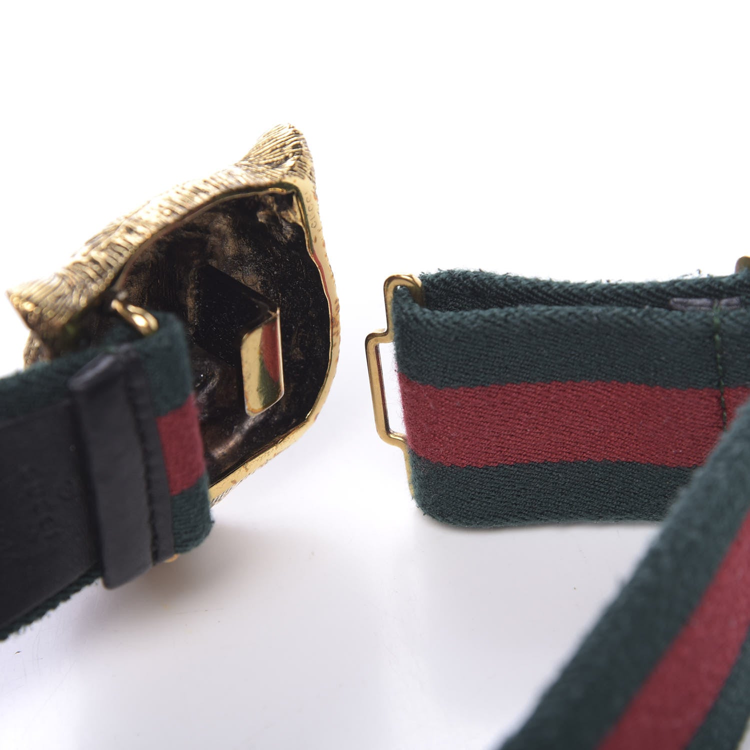 Gucci Web Feline Buckle Belt 105 42 Green Red 4 of 4