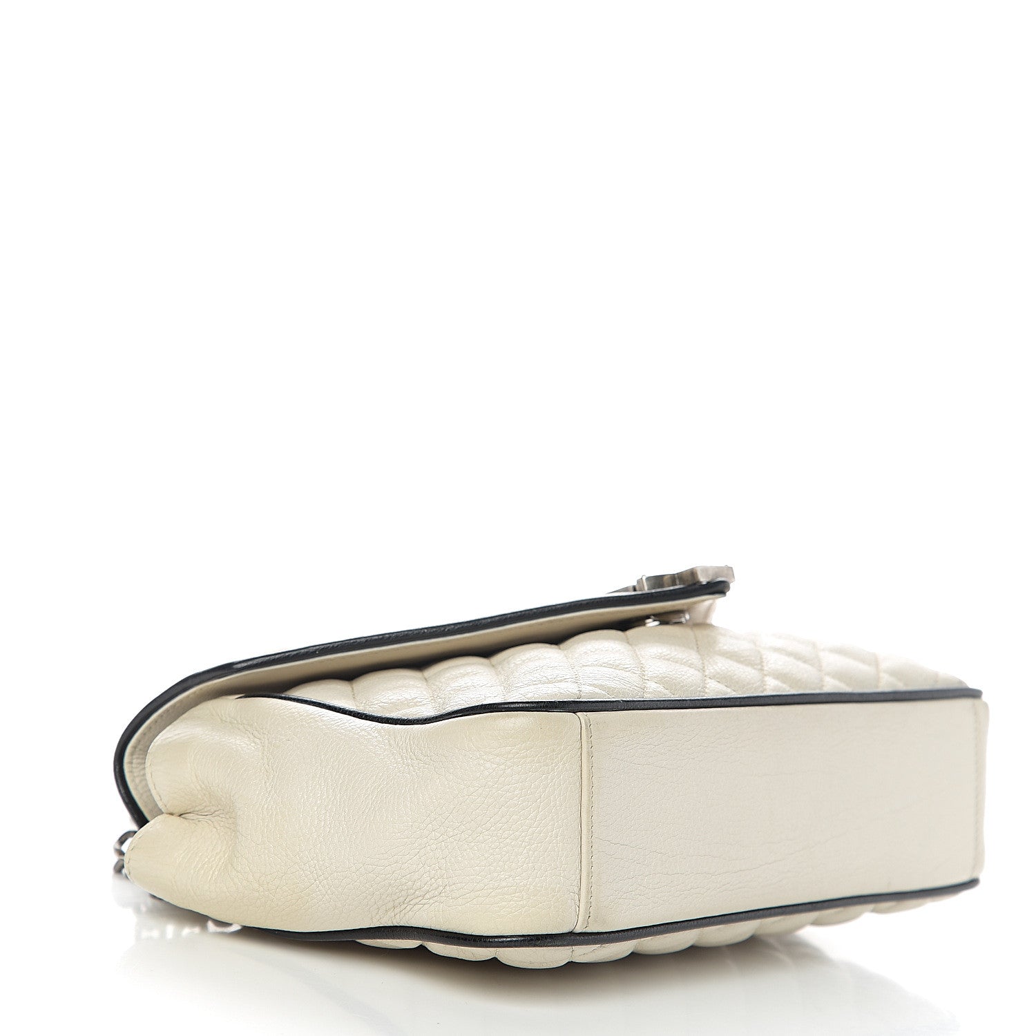 Saint Laurent Sheepskin Tri-Quilt Monogram Medium Soft Envelope Bag White Black 3 of 9