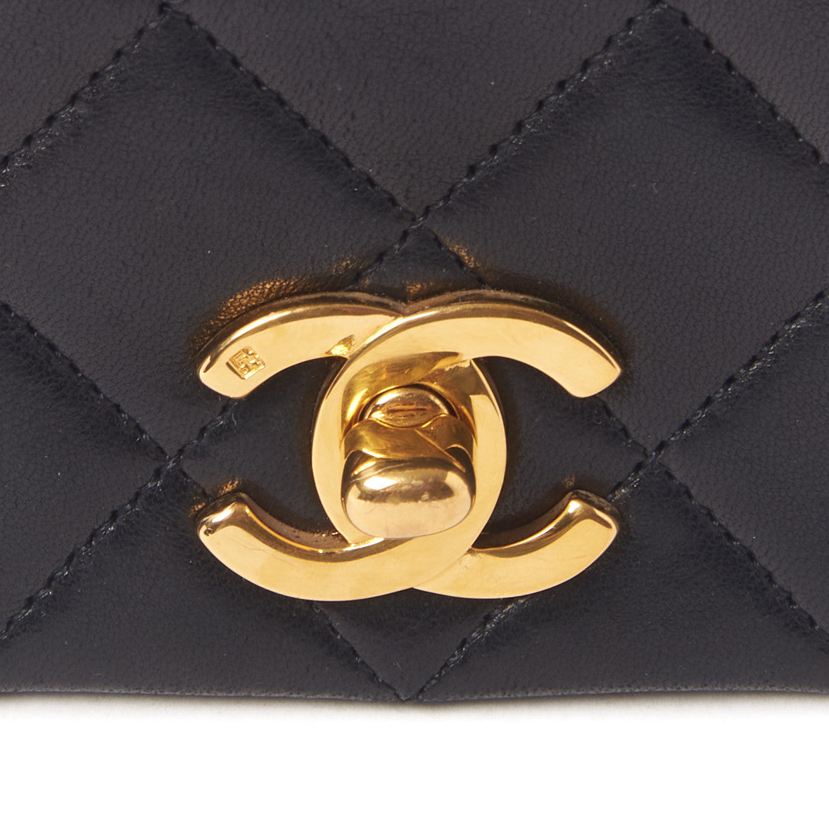 Lambskin Quilted Small Single Flap Black
