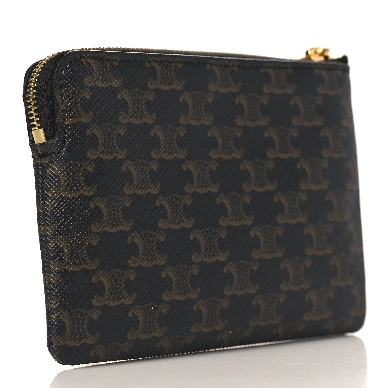 Celine Triomphe Canvas Logo Coin and Card Pouch With Hook Black 3 of 8