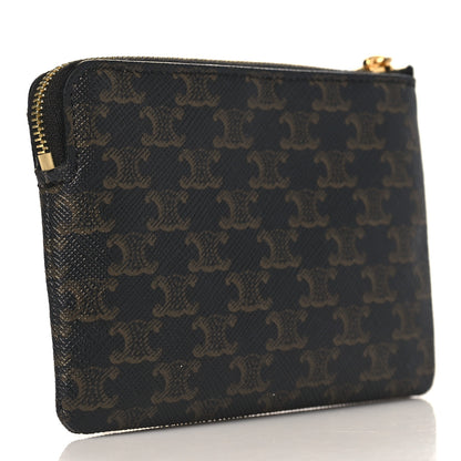 Celine Triomphe Canvas Logo Coin and Card Pouch With Hook Black 3 of 8