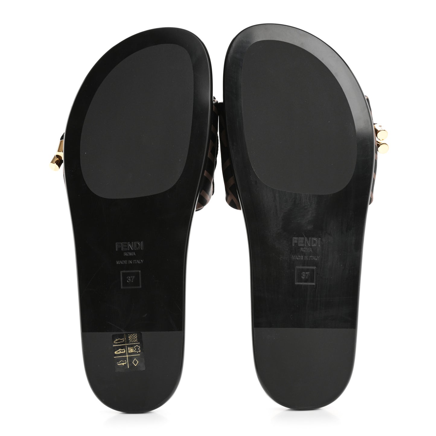Satin FF Fendi Feel Slide Sandals 37 Tobacco Black