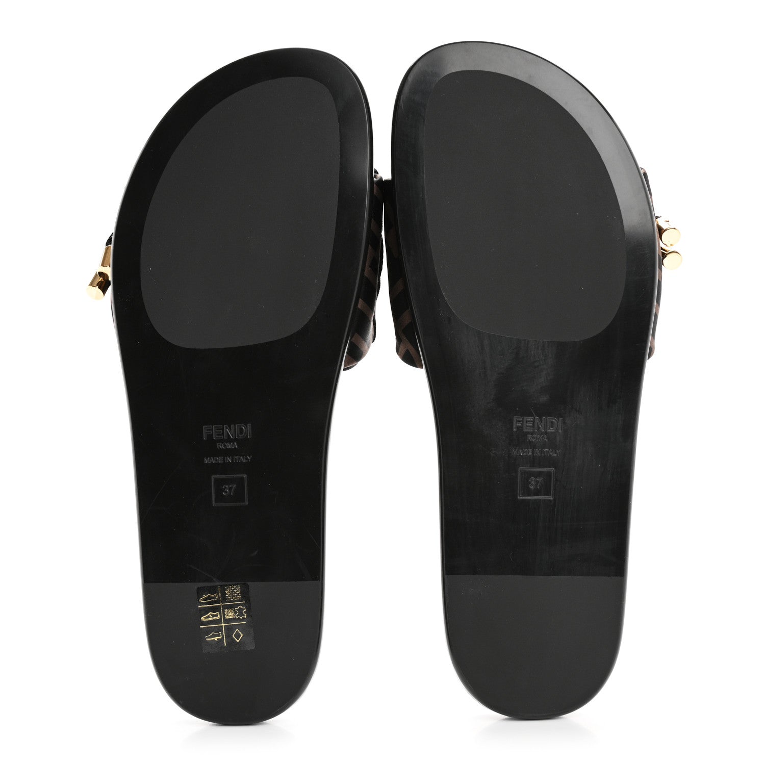 Fendi Satin FF Fendi Feel Slide Sandals 37 Tobacco Black 6 of 9