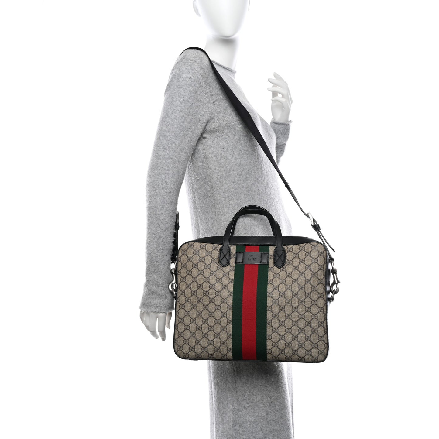 GG Supreme Monogram Web Briefcase Black