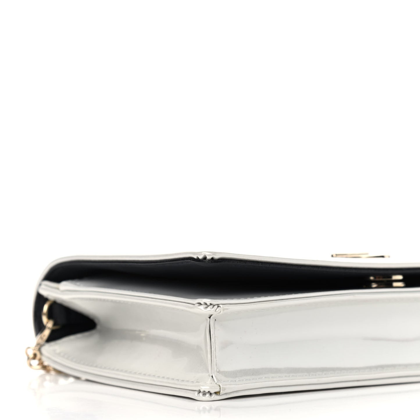 Patent Micro-Cannage Diorama Wallet on Chain Pouch White