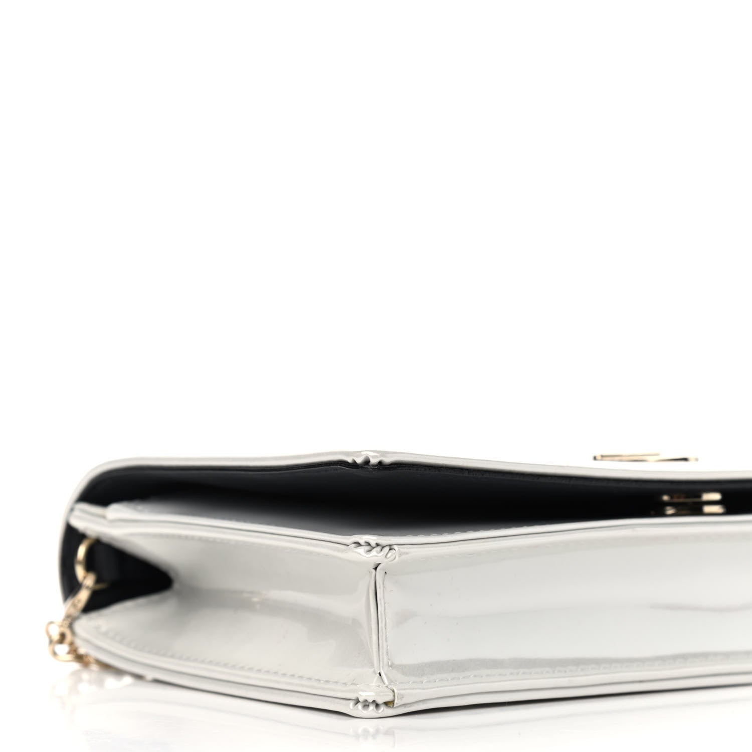 Christian Dior Patent Micro-Cannage Diorama Wallet on Chain Pouch White 5 of 8