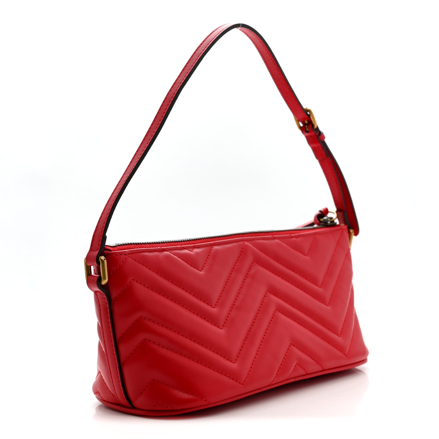 Gucci Calfskin Matelasse Chevron GG Marmont Sling Shoulder Bag Rosso 3 of 11