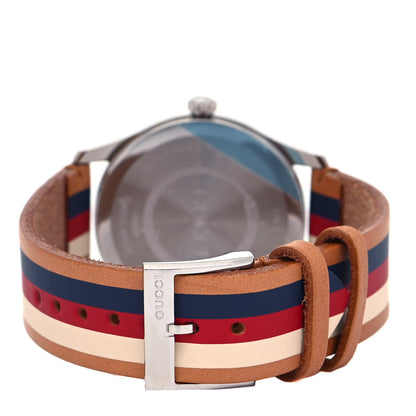 Gucci Stainless Steel Calfskin 38mm G-Timeless Stripe Web Quartz Watch Brown 3 of 5