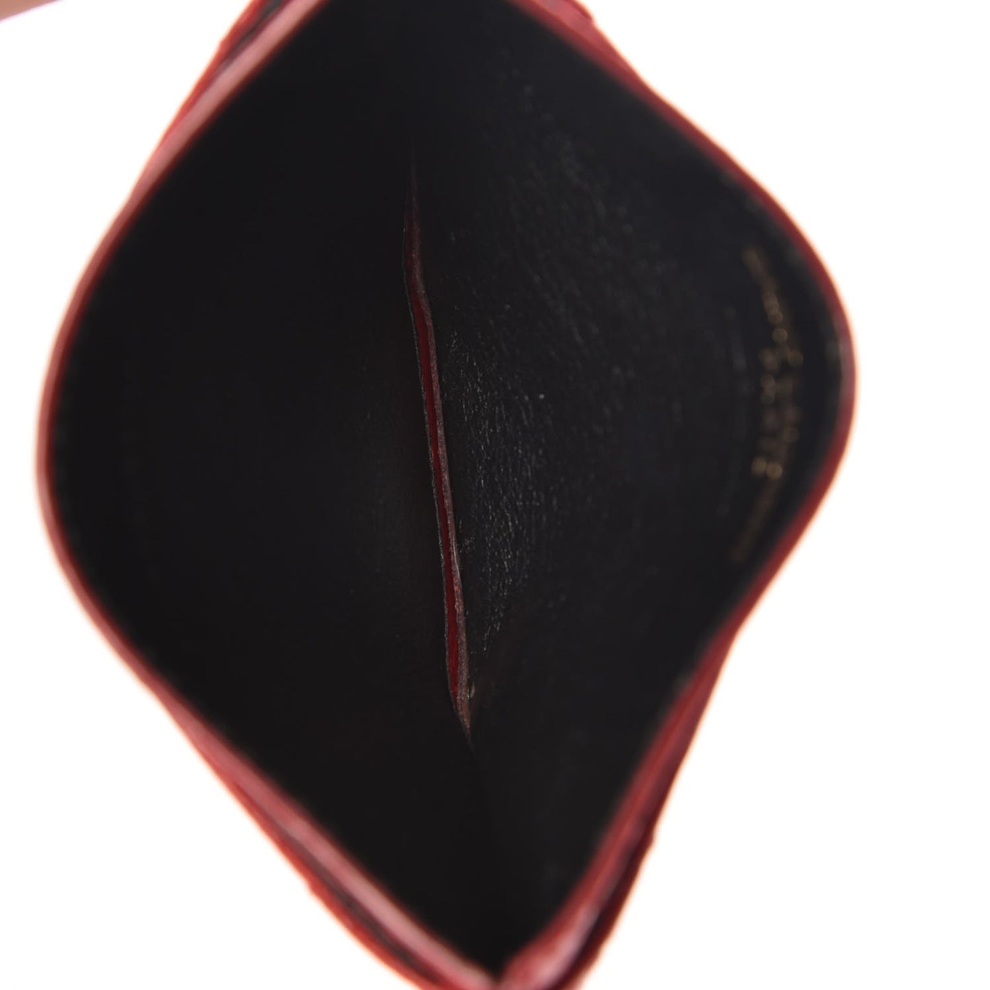 Grain De Poudre Matelasse Chevron Monogram Credit Card Case Lipstick Red