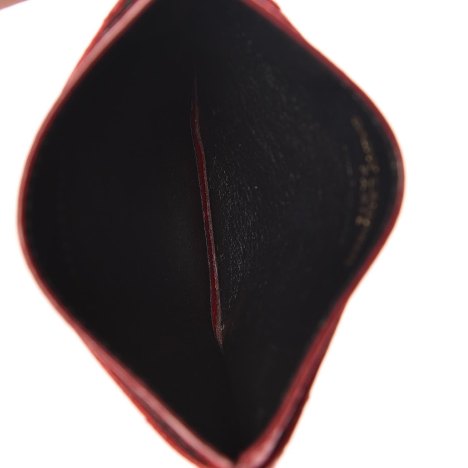 Saint Laurent Grain De Poudre Matelasse Chevron Monogram Credit Card Case Lipstick Red 7 of 9