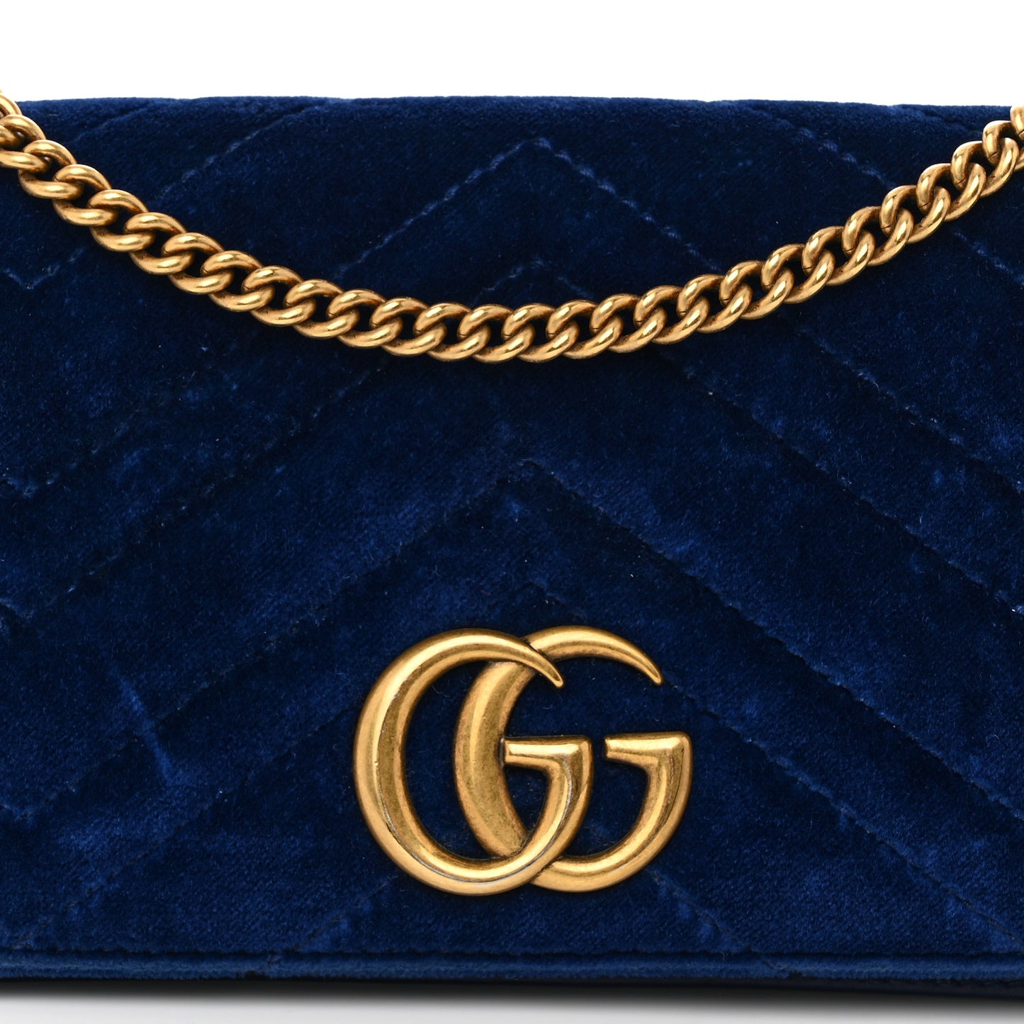 Velvet Matelasse GG Marmont Mini Bag Cobalt Blue