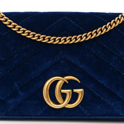 Gucci Velvet Matelasse GG Marmont Mini Bag Cobalt Blue 7 of 11