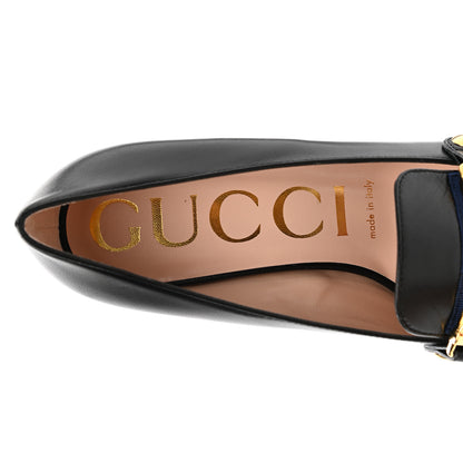 Gucci Malaga Kid Sylvie Web Chain Mid Heel Loafers 37 Black 7 of 9