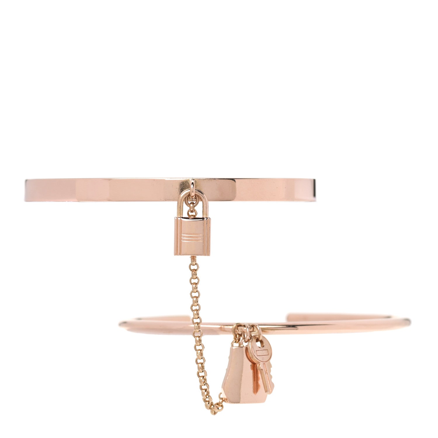 Hermes 18K Rose Gold PM Kelly Clochette Double Cuff Bracelet ST 1 of 4