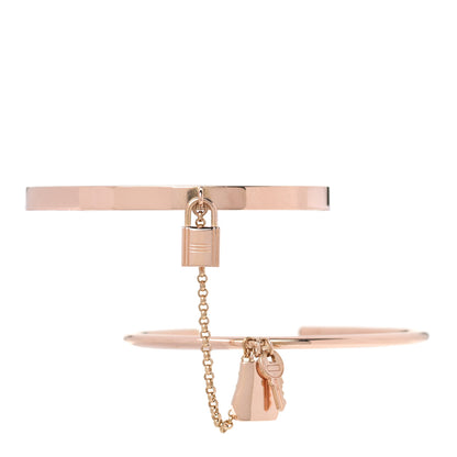 Hermes 18K Rose Gold PM Kelly Clochette Double Cuff Bracelet ST 1 of 4