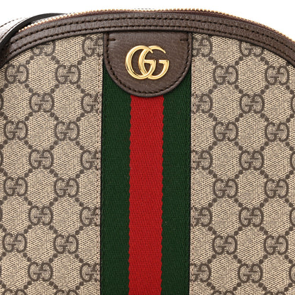 Gucci GG Supreme Monogram Textured Dollar Calfskin Web Small Ophidia Dome Shoulder Bag Beige Ebony New Acero 8 of 11