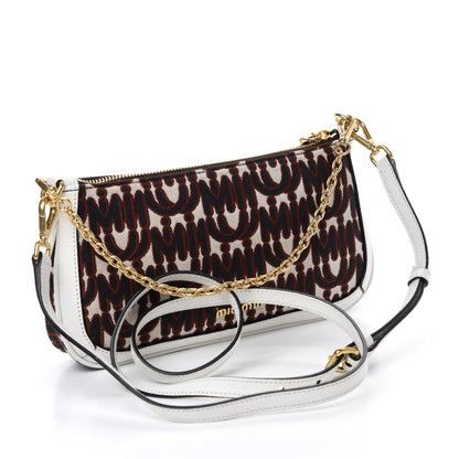 Miu Miu Jacquard Madras Logo Crossbody White 3 of 10