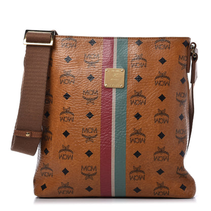 MCM Visetos Striped Crossbody Messenger Cognac 1 of 10