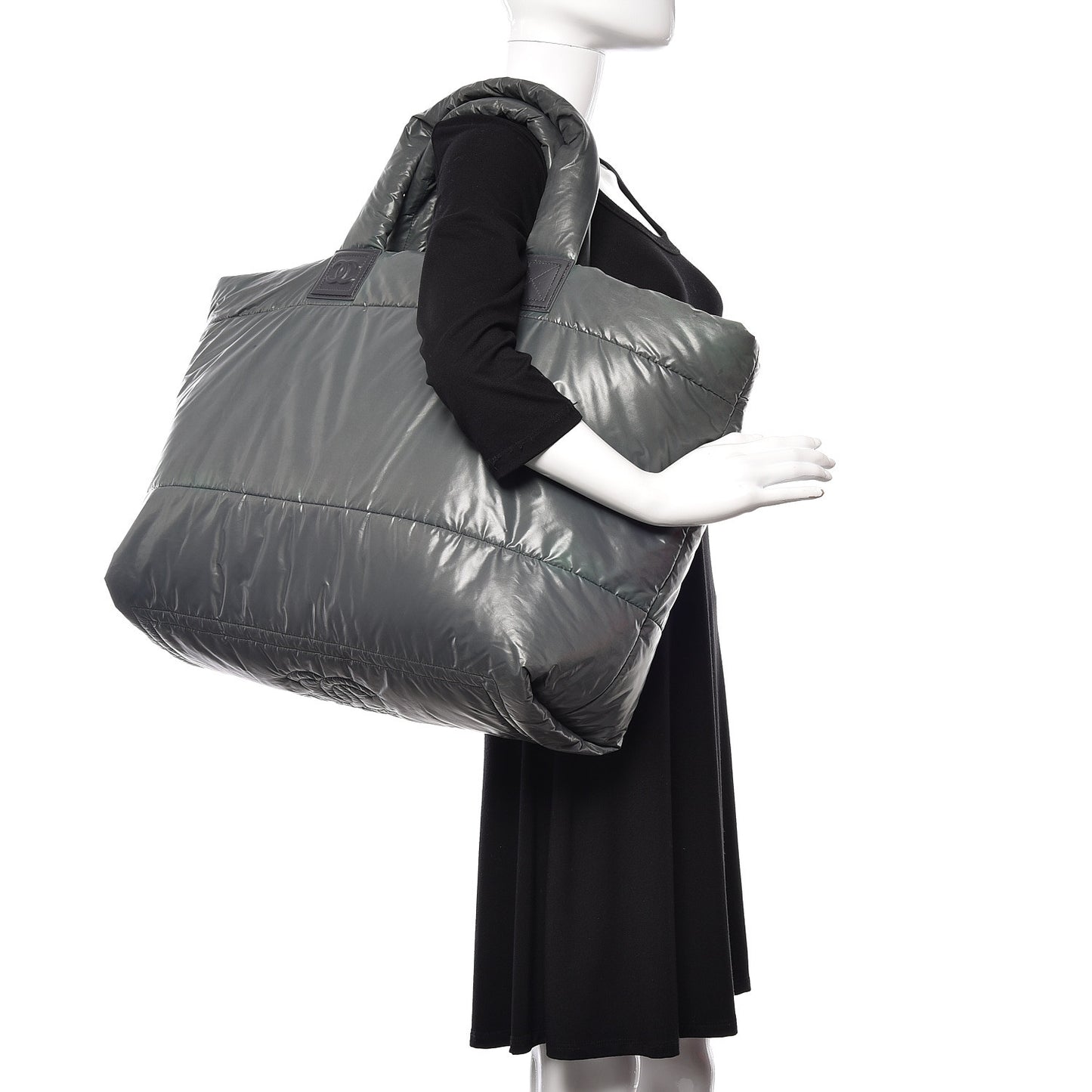 Nylon Quilted Reversible Coco Cocoon Tote Grey