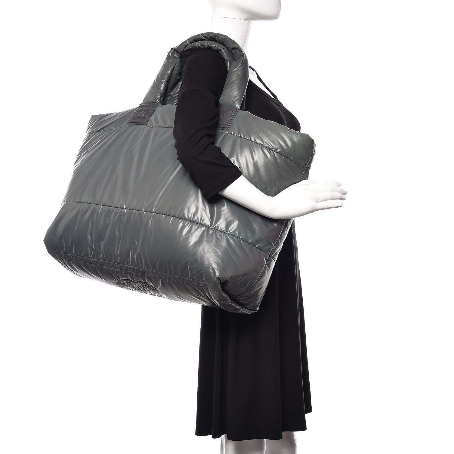 Chanel Nylon Quilted Reversible Coco Cocoon Tote Grey 2 of 10