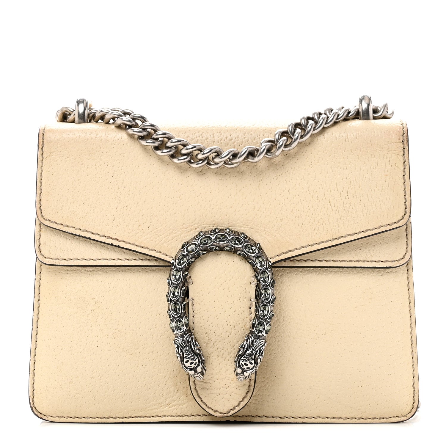 Gucci Textured Calfskin Crystal Mini Dionysus Shoulder Bag Mystic White 1 of 12