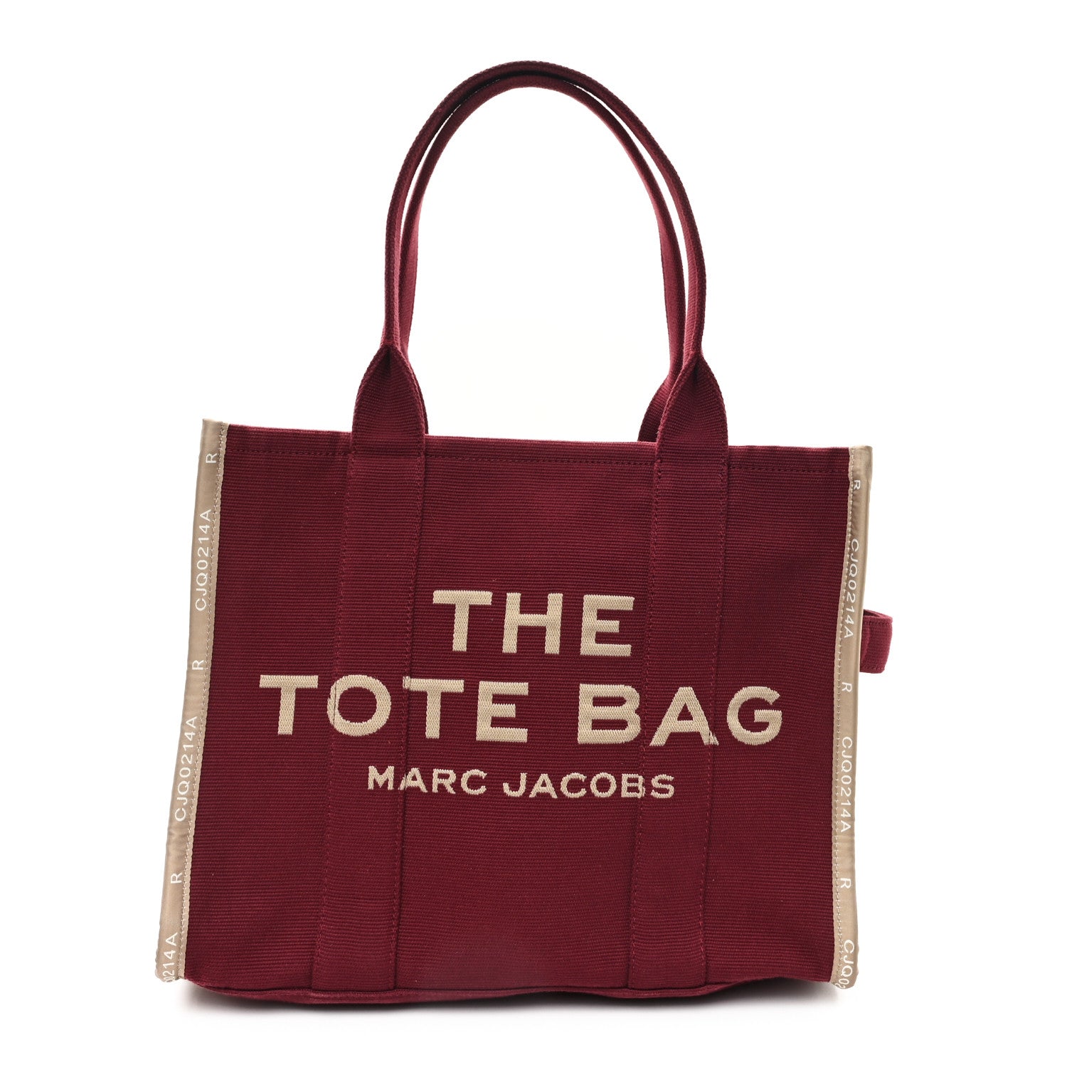 Marc Jacobs Jacquard Large The Traveler Tote Bag Burgundy Beige 1 of 10