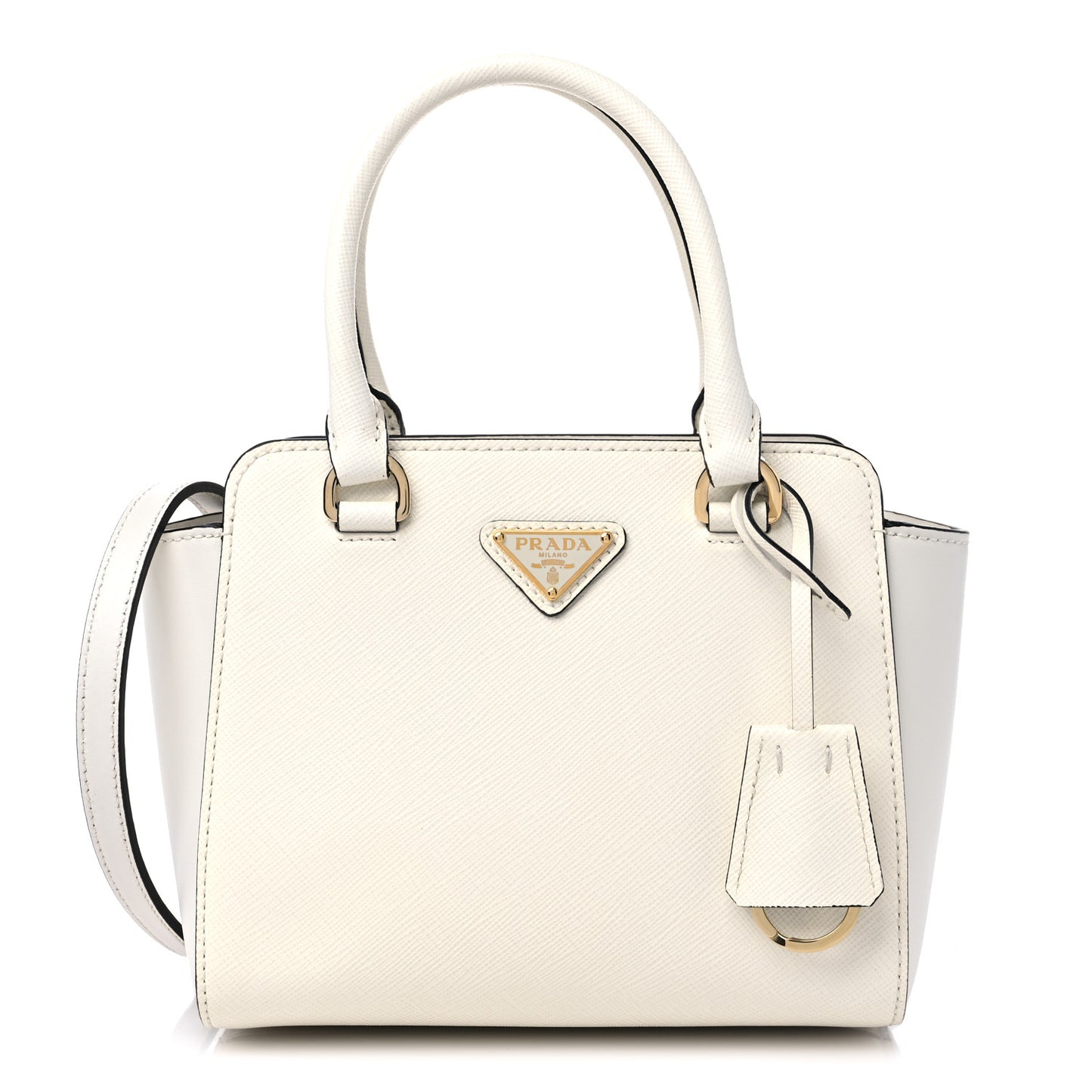 Saffiano Soft Calfskin Mini Zippered Tote White