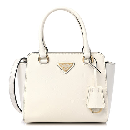 Prada Saffiano Soft Calfskin Mini Zippered Tote White 1 of 8
