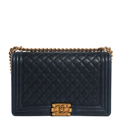 Chanel Pearly Caviar Quilted New Medium Boy Flap Navy 1 of 8