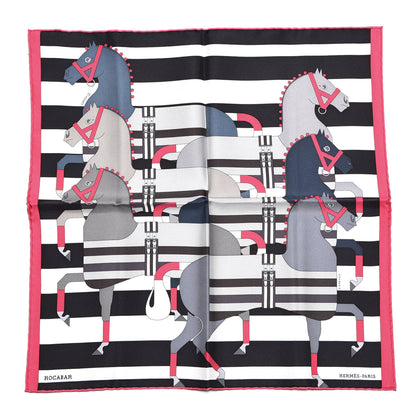 Hermes Silk Rocabar Pocket Square Vif Gris Noir 1 of 7