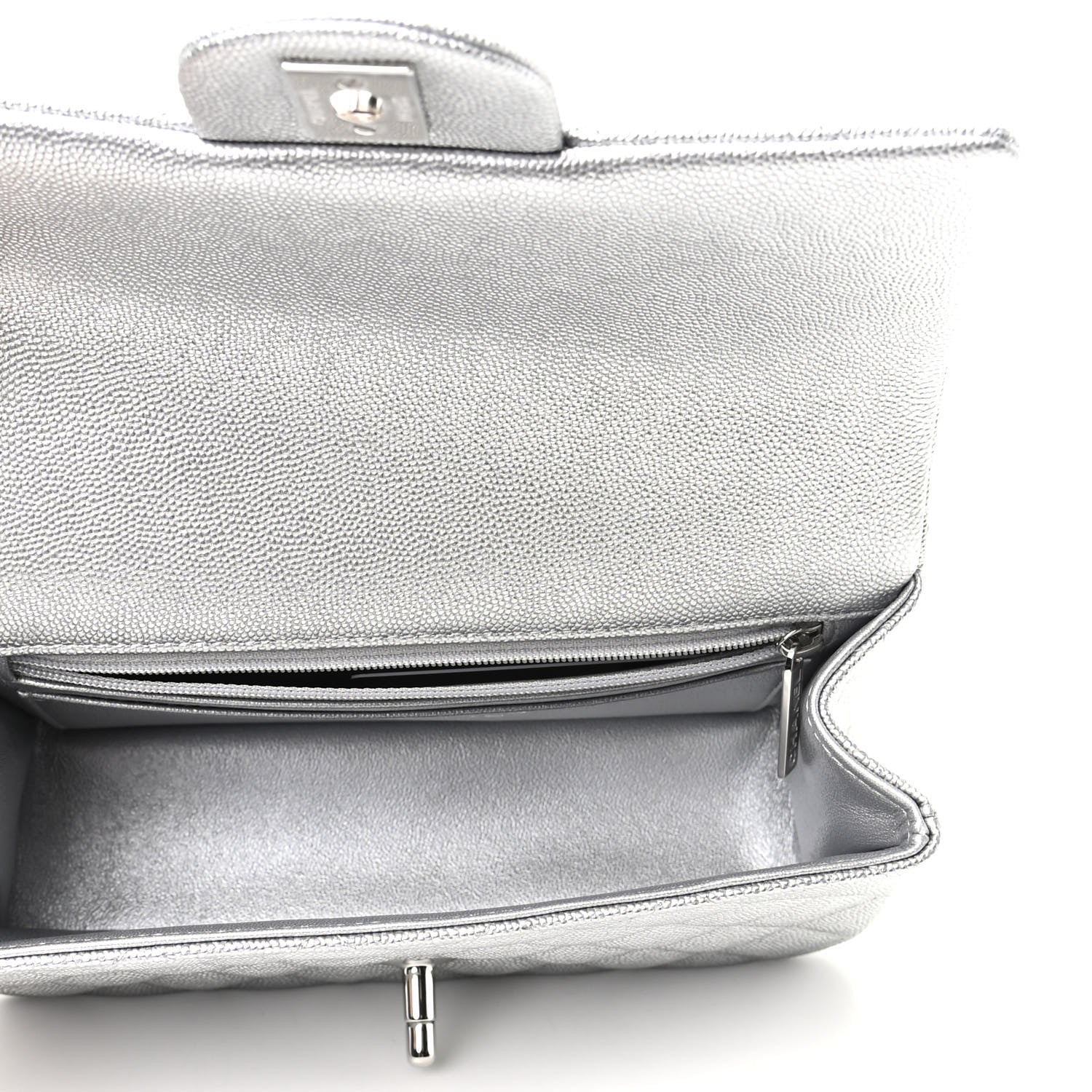 Chanel Metallic Caviar Quilted Mini Top Handle Rectangular Flap Silver 5 of 9