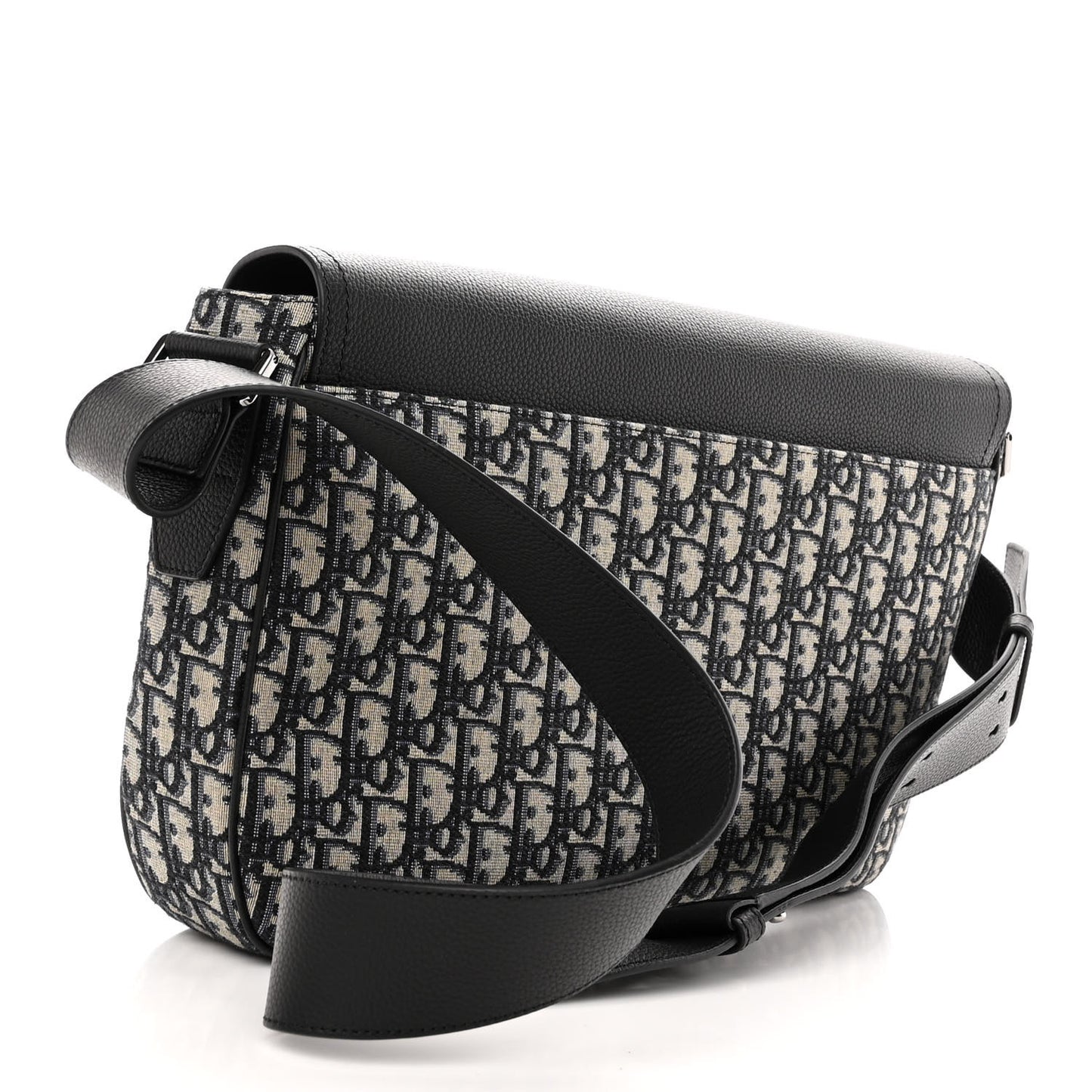 Grained Calfskin Oblique Saddle Messenger Black