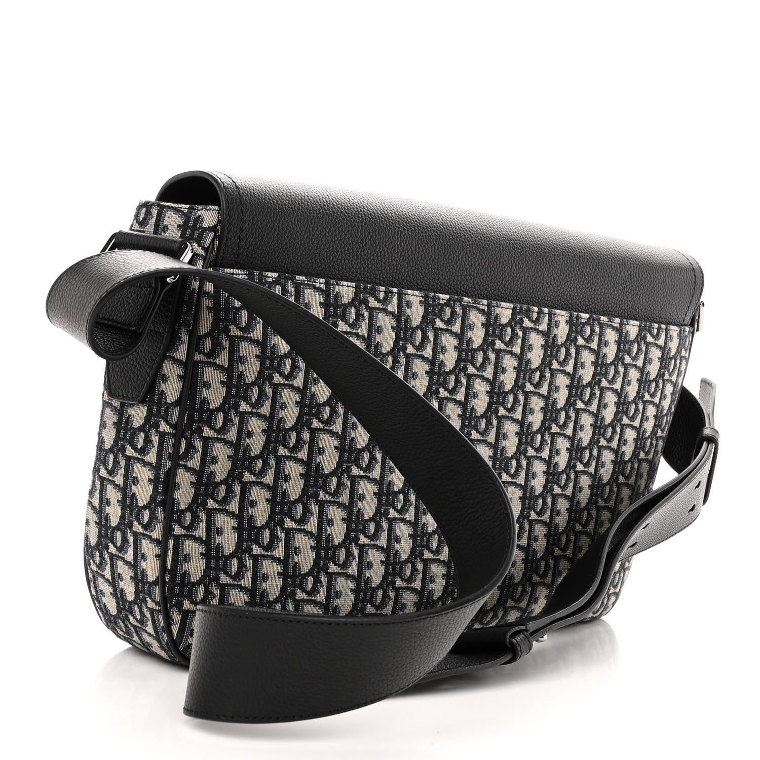 Christian Dior Grained Calfskin Oblique Saddle Messenger Black 3 of 10