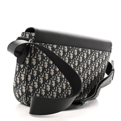 Christian Dior Grained Calfskin Oblique Saddle Messenger Black 3 of 10