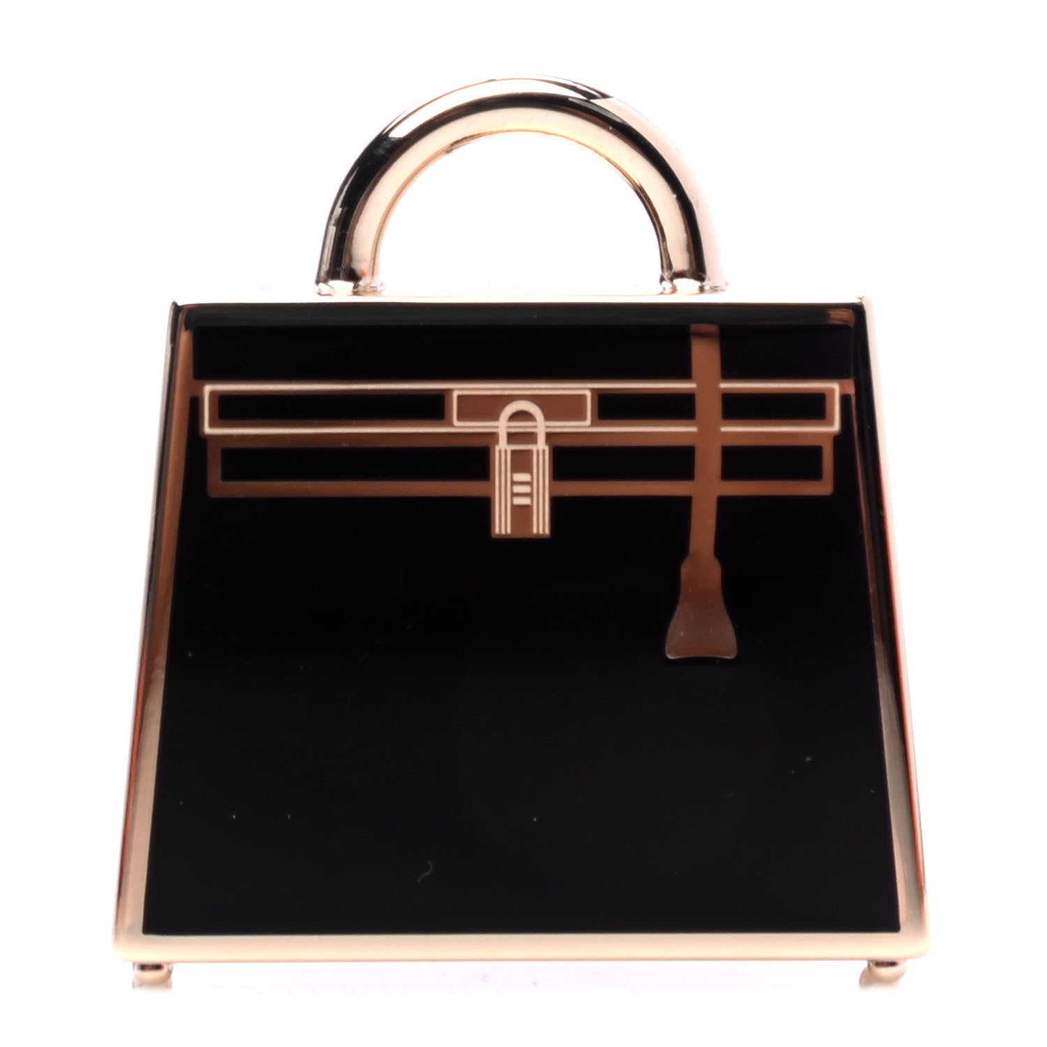 Hermes Lacquered Permabrass Kelly Curiosite Charm Black 1 of 5