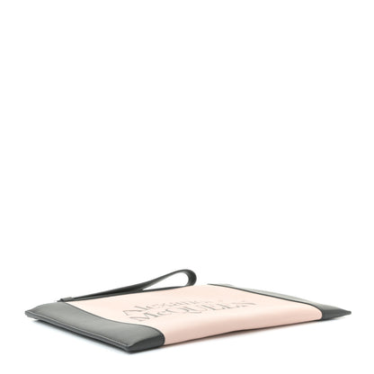 Alexander McQueen Calfskin Zipped Logo Wristlet Pink Black 4 of 12
